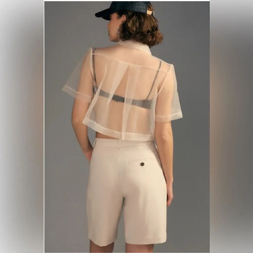 Anthropologie Maeve The Avery Pleated Trouser in cream Shorts -NWT. 8 - Picture 2 of 9